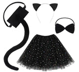 Animal Cat Tiger Cosplay Costume for Boys Girls Headband Clothes Shoes Tail Tutu Skirt Gloves Set for Kids School Performance