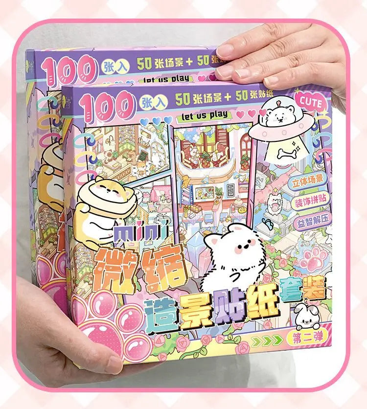 50 in 1 landscape stickers miniature scene collection 3d three-dimensional girls children's educational toys