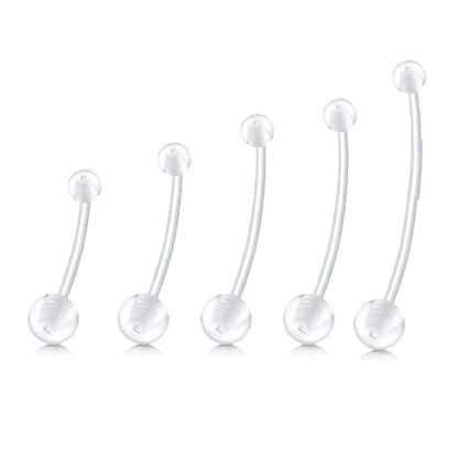 Anéis de umbigo para gravidez, barra longa, esporte, maternidade, flexível, bioplast, transparente, umbigo, piercing, retentor para grávidas