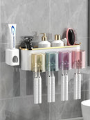 Toothbrush Holder With Squeezer Perforation-free Bathroom Shelf Mouthwash Cup Toothbrush Holder