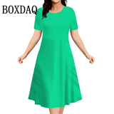 Summer Women's Polka Dot Printed Dresses Casual Fashion Plus Size Short Sleeve Dress Loose Big Sizes Women Party Mini Dress 2025