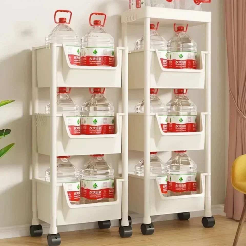 Estantería con ruedas para cocina, estantería de almacenamiento, armario de almacenamiento con ranura estrecha para esquina de cocina, organizador para baño, sala de estar y hogar
