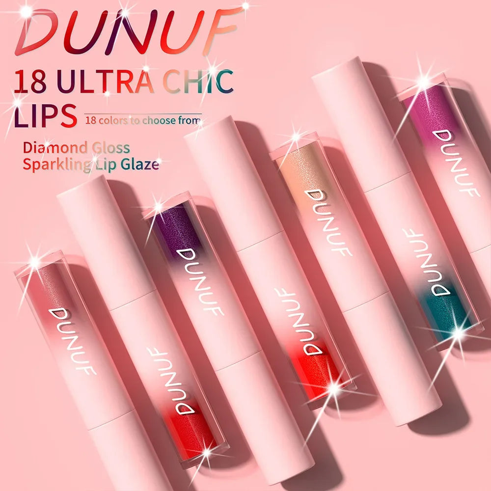 Lápiz labial líquido mate con brillo, resistente al agua, brillo de labios con efecto diamante, de larga duración, brillo de labios perlado, tinte labial para mujer, maquillaje cosmético, nuevo. 