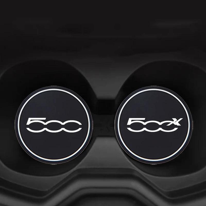 2 alfombrillas de goma antideslizantes para taza de agua de coche, impermeables, para Fiat 500, 500C, 500X, 500L, Abarth 695, accesorios para coche.