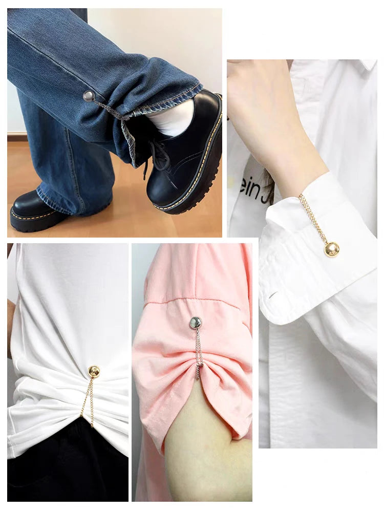 DIY Sewing Supplies Hooks Chain Magnetic Buckle Exquisite Brooch Buckles Roll Up Pants Legs Alloy Change Shorts Trouser Legs