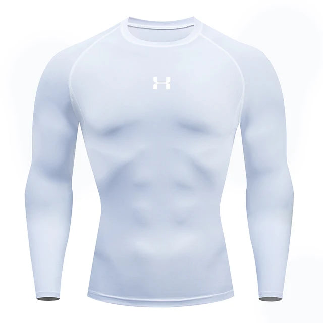 Homens correndo compressão camiseta mangas compridas esporte t ginásio de fitness moletom masculino jogging treino homme camisa atlética topos