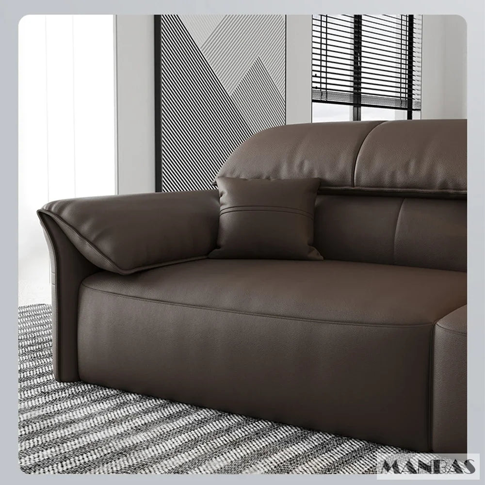 Electric Genuine Leather Sofa Bed Convertible Recliner – Modern Sectional Sleeper Couch with Adjustable Seats and Chaise Lounge