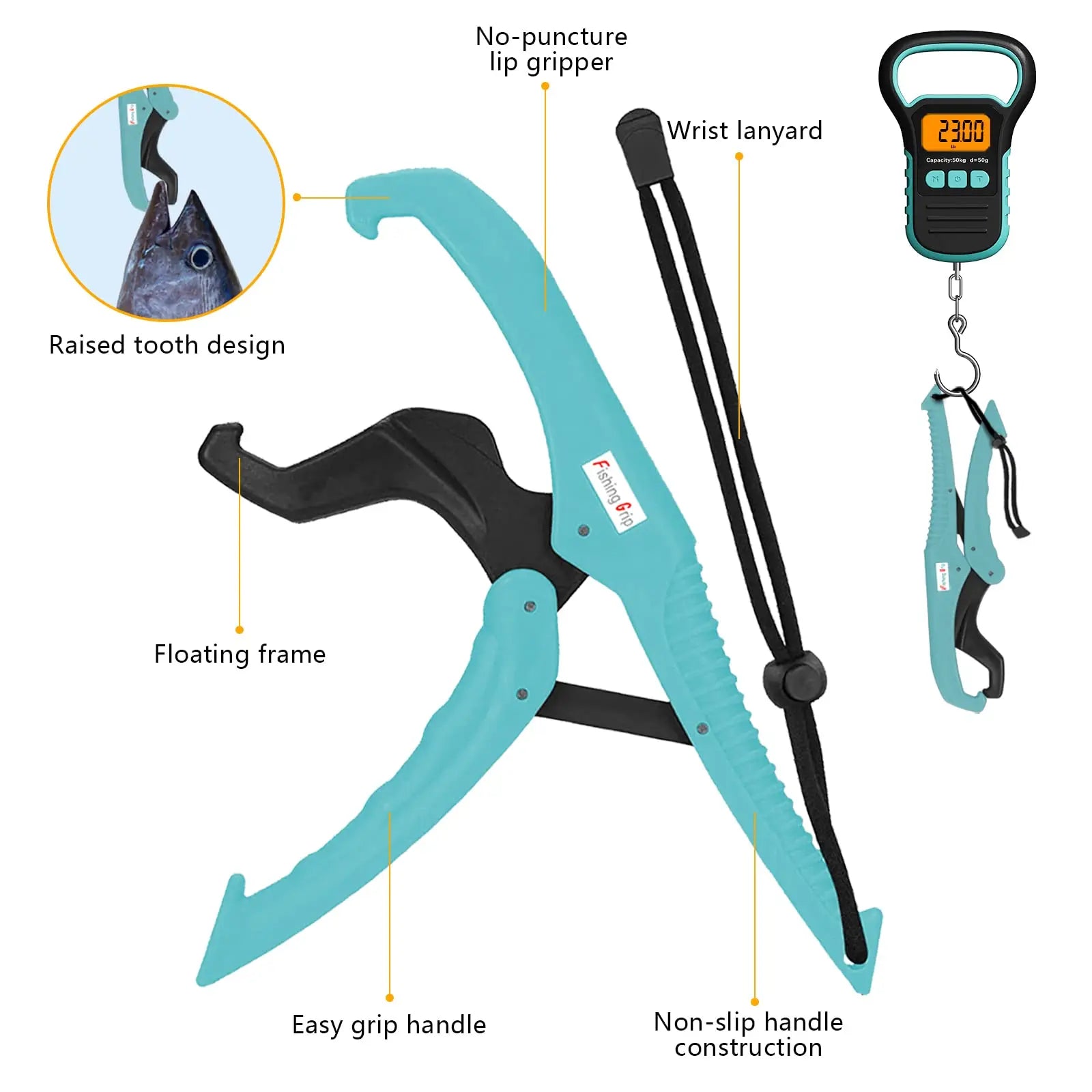 Digital Fish Scale with Ruler and Catch, 110 lb/50 kg Portable Hanging Fish Scale, Luggage Weighing Scale, Backlit LCD Display