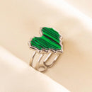 1pc Green Turquoise Ring Hippie Stainless Steel Silver Color Charm Opening Adjustable Ring Women Chunky Bohemian Party Jewelry