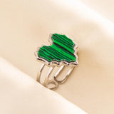 1pc Green Turquoise Ring Hippie Stainless Steel Silver Color Charm Opening Adjustable Ring Women Chunky Bohemian Party Jewelry