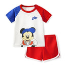 Mickey Mouse Summer T-shirt Shorts Children's Short Sleeve Set Cotton Tees Tracksuits Boys Girls Clothes Casual Two Piece