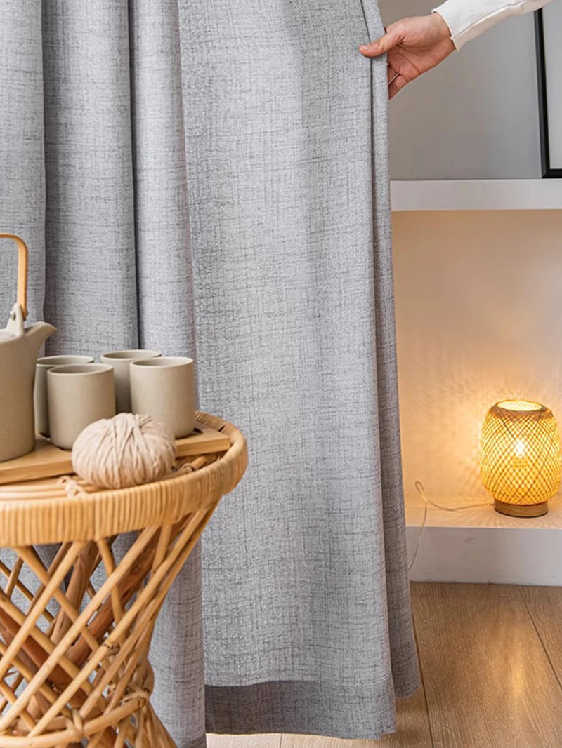 New Arrival Window Curtains grey solid Kroean  Cotton Voile Linen Rustic Feeling Semi Sheer for Bedroom Living Room Hotel