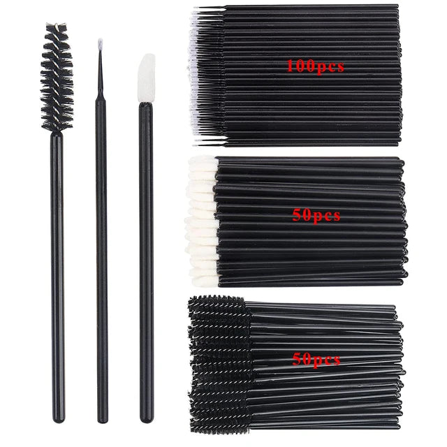 200pcs Disposable Eyelash Brush Set Mascara Wands Lip Brushes Microbrush Applicator Cotton Swab for Eyelash Extension Eyebrow Makeup Tools 