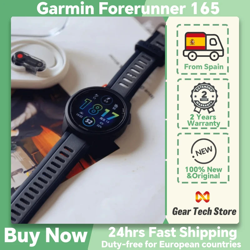 Garmin Forerunner 165 Basic Style Smart Sports Watch, 1.2 Inch Amoled Screen, Gps, Compatible with Multiple Languages