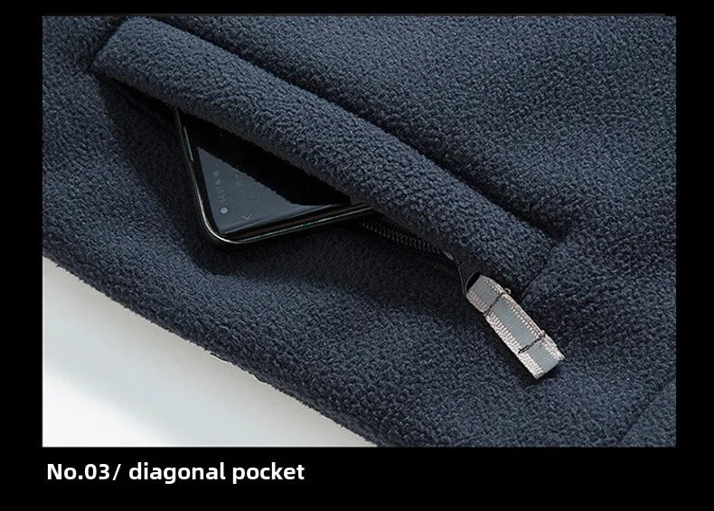 Outdoor Ski Fleece Jacket Men's Autumn And Winter Brand Thick Very Cold Plush Lapel Coat Casual Snow Windproof Sweatshirt Jacket