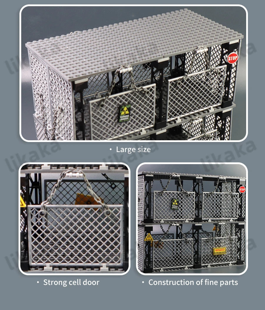 MOC Military Prison Building Blocks Military Restricted Area Trap Blocks Toys Sets DIY Construction Bricks Toys for Boys Gifts