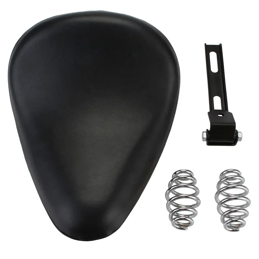 12" Motorcycle Universal PU Solo Driver Seat Springs Bracket Mount Kit For Harley Honda Yamaha Kawasaki Suzuki Indian Triumph