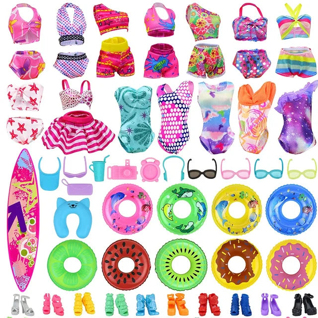 40pcs/set Barbies Doll Clothes Swimsuits Bikini Accessories For Barbie Doll Shoes Skateboard Boots For Barbie Doll Accessories 