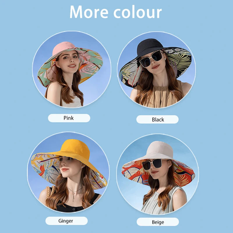 Xinbaoguan 100% Cotton European and American Cross-Border Women's New Double-Sided Fisherman Hat Summer Enlarged Brim Sun Hat
