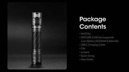 NITECORE MH12 Pro USB-C Rechargeable Compact UHi 40 LED Flashlight 3300 Lumens Lantern Emergency Tactical Torch with NL2153HP