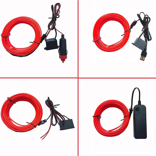 10M/5M/3M Neon LED Car Interior Decorative Lamps Strips USB Drive For DIY Decorative Dashboard Console Ambient Light Cold Light
