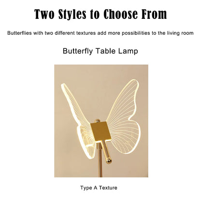 Butterfly Led Table Lamp Retro Gold Acrylic Desk Lamps Hotel Villa Art For Living Room Bedside Desktop Decor Led Night Lights