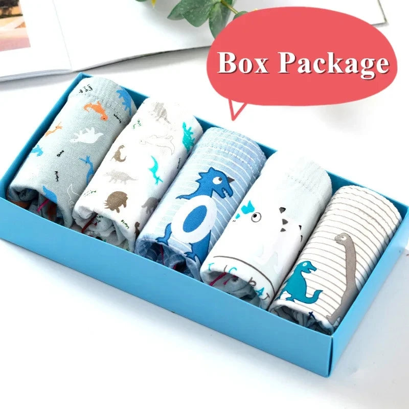 Exquisite Boxed 5-Piece Boys Underwear Soft Breathable Cotton Children Boys Briefs Spider-Man Cartoon Kids Triangle Knickers