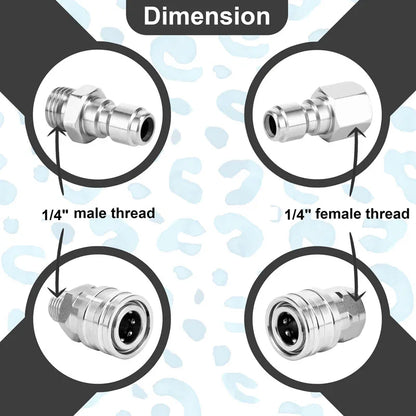 Lavadora de pressão Acoplador Adaptador Set, Quick Connect Plug, Aço inoxidável, Masculino e Feminino Acessórios, Mangueira Acessórios, 1/4"