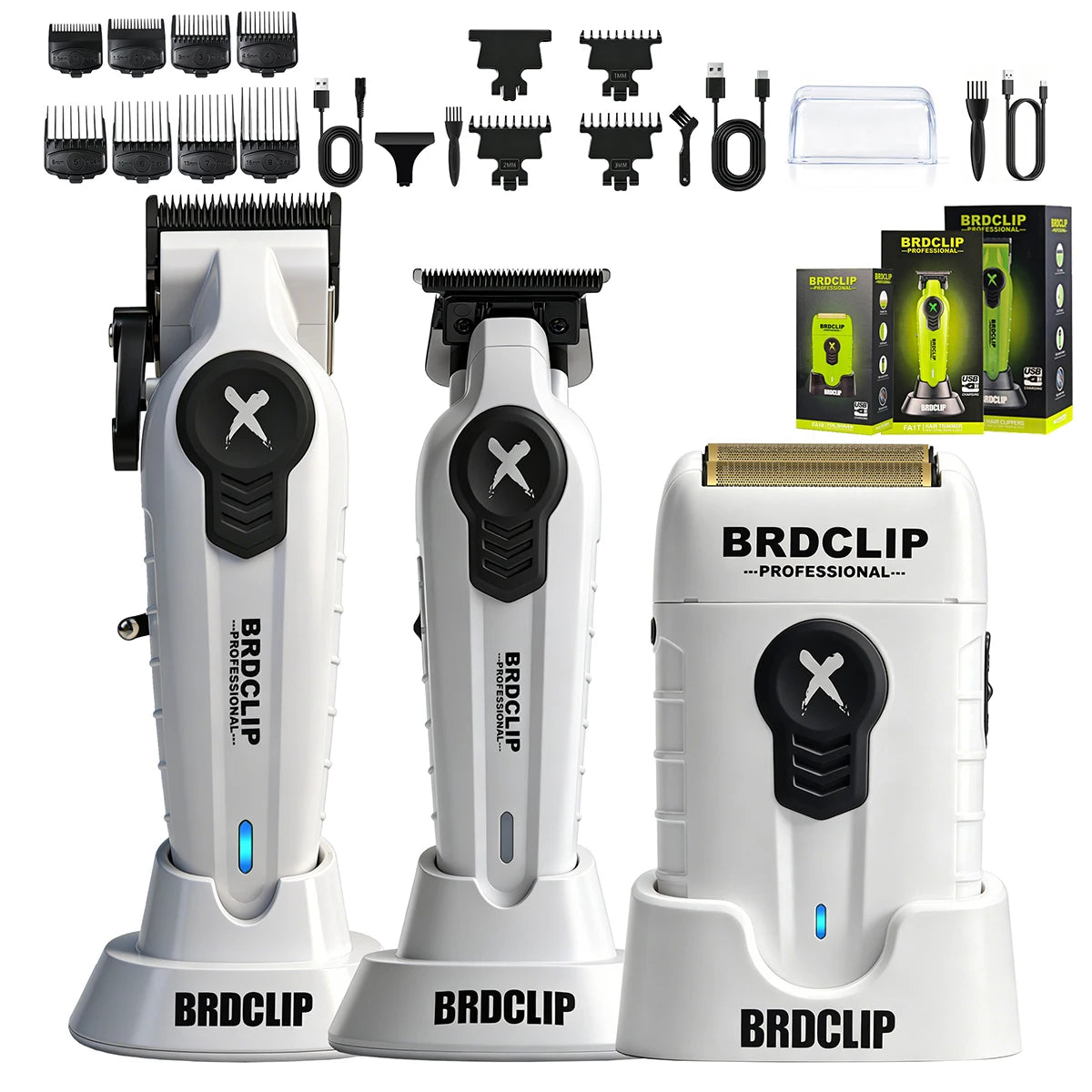 BRDCLIP New White Professional FA1C-T-609 Barber Hair Clipper Set Men's 10000RPM Electric Shaver Hair Trimmer Barbershop Tools