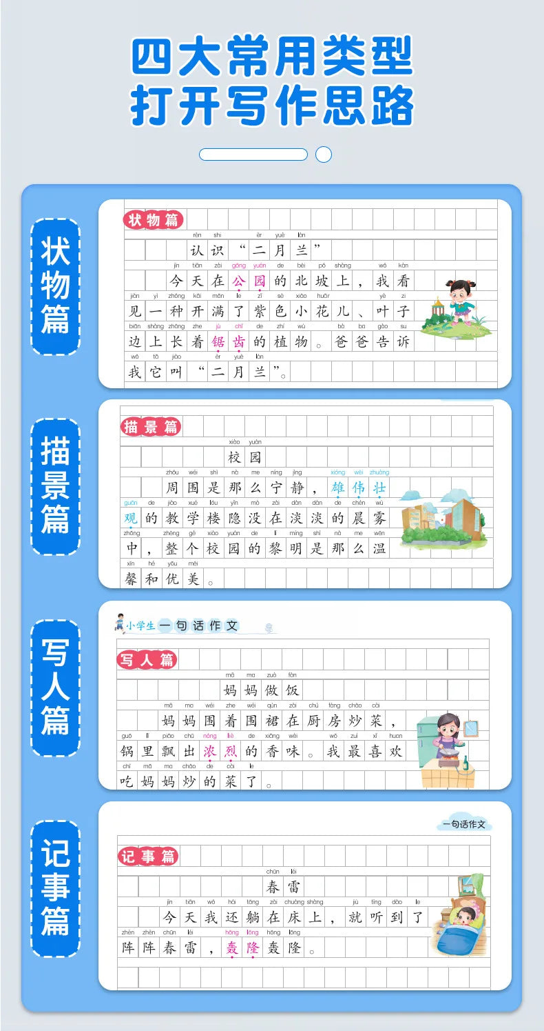 Treinamento de Escrita de Alunos do Ensino Fundamental, Exercícios Abrangentes de Língua Chinesa