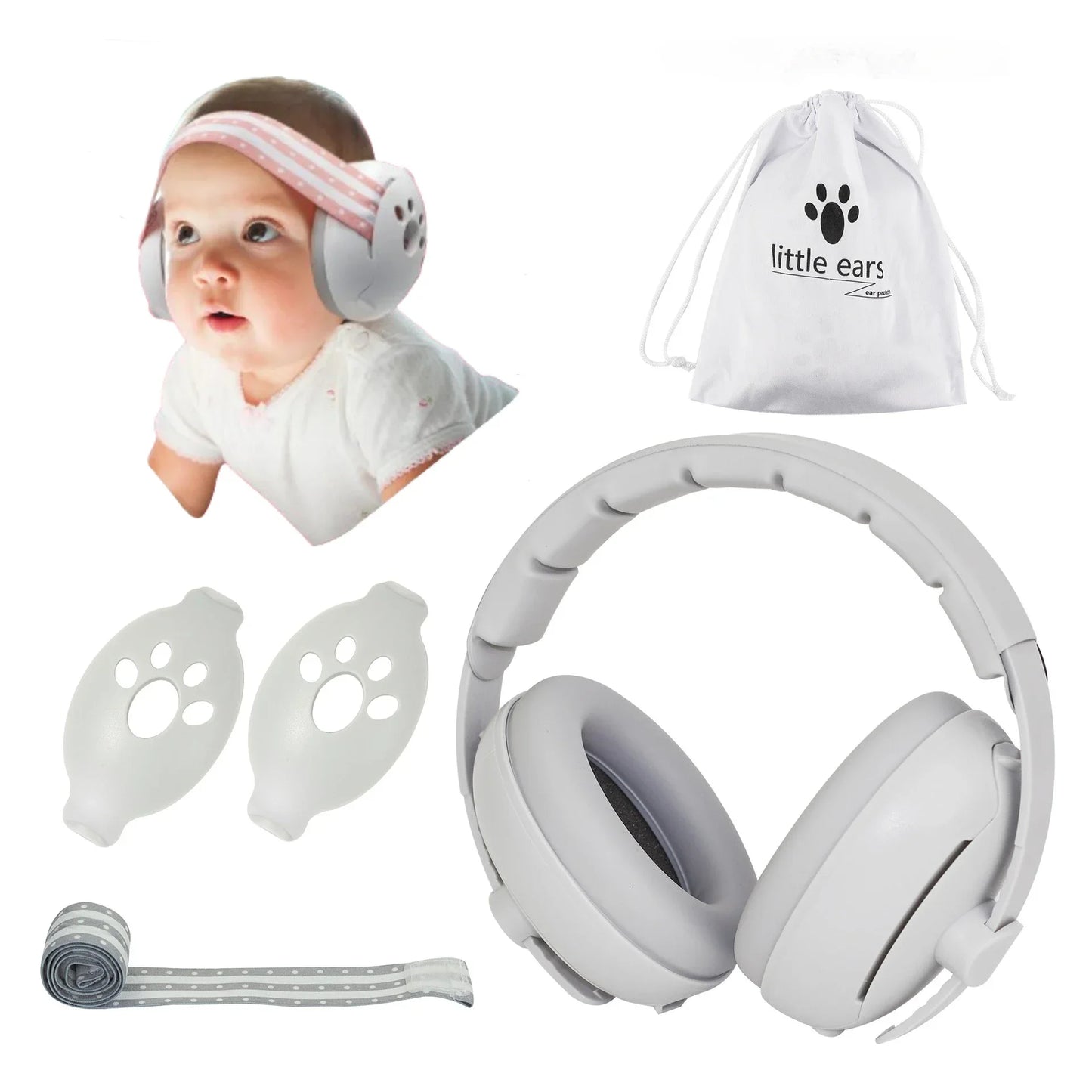 Auriculares con cancelación de ruido y protección auditiva para bebés, diseño convertible 2 en 1, orejeras con reducción de ruido para bebés que mejoran el sueño.