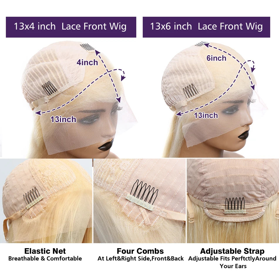 30 40 Inches Body Wave 613 Honey Blonde Lace Wig HD Transparent 13x4 Lace Front Human Hair Wigs Colored 13x6 Lace Frontal Wigs