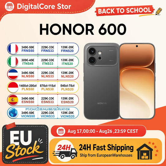 Smartphone HONOR 600 5G (Versão UE) 6.57" AMOLED - Snapdragon 7 Gen 4 | Câmara 200MP AI OIS, Bateria 6400mAh & IP68