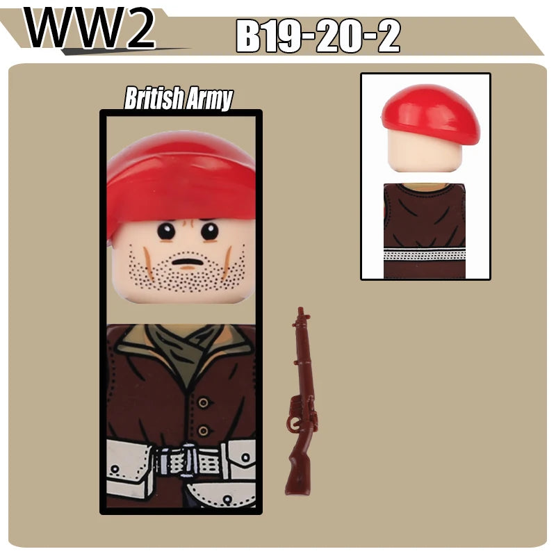 WW2 Military Soldier Figures Building Blocks Soviet British Army German Camouflage Warrior Infantry Accessories Bricks Toys Gift