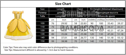 2025 Cosplay Belle Princess Dress Girls Dresses For Beauty and beast Party Clothing Magic stick crown Costume 3-12Y