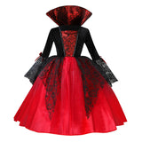 Fantasia de Vampira para Meninas (Halloween) – Vestido de Noiva Fantasma/Vampira – Traje para Festa de Carnaval e Estilo Gótico Escarlate