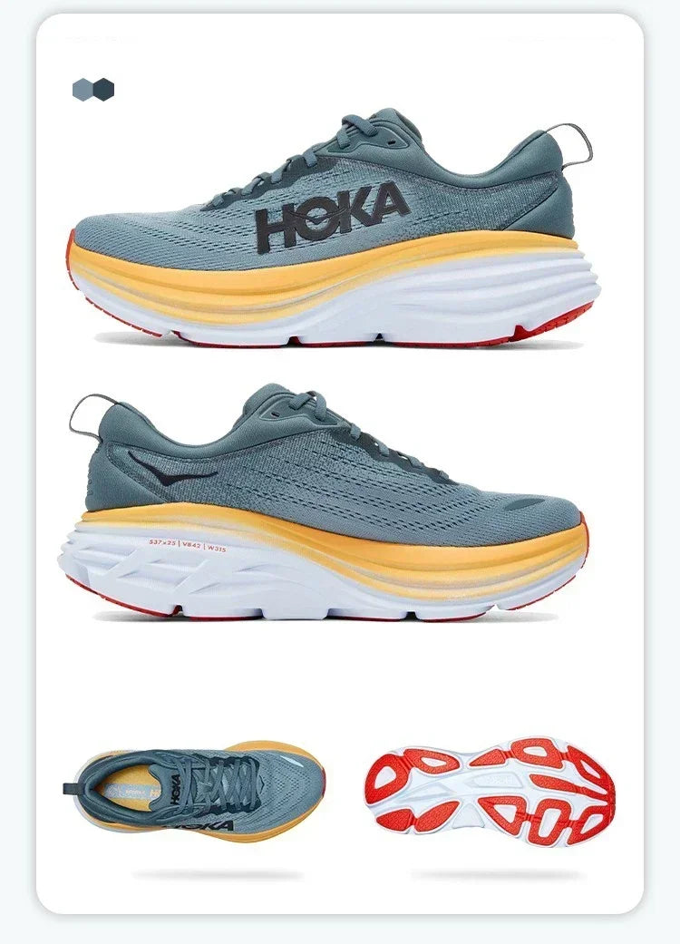 HOKA Sport Running Shoes Bondi 8 Breathable Anti Slip Cushioning Road Runs Shoes Men Sport Shoes Lifestyle Outdoor Sneaker Women