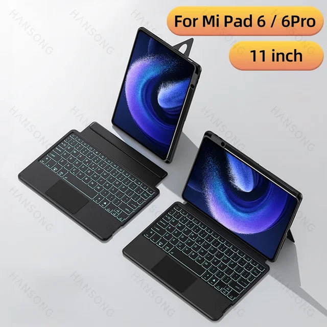 Tampa do teclado Bluetooth para Xiaomi Mi Pad 5, 6, 6 Pro, 6, 5, 6 Pro Case, Magic Keyboard, Blacklight, 11"