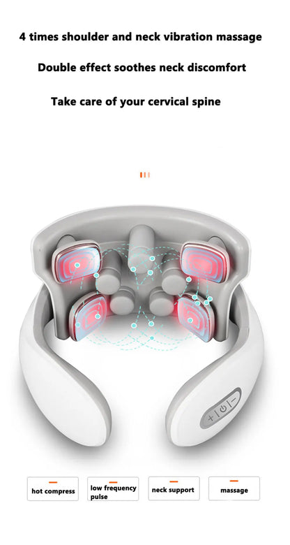 Smart Neck Massage Instrument Portable Shoulder Neck Massage Cervical Vertebra Health Care Vibrator Heating Compress Massage