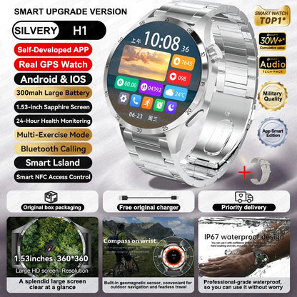 Original 2025 New For HUAWEI GPS Smart Watch Men Bluetooth Call NFC Access Heart Rate 300mAh IP68 Waterproof Smartwatch For IOS