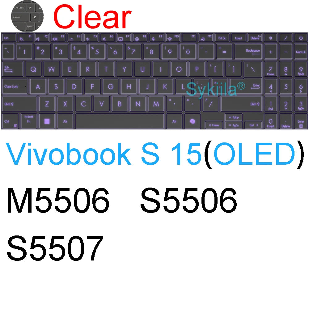 Keyboard Cover for ASUS Vivobook Pro 15 15X OLED GO S S15 N6506 S5507 S5506 M5506 X1505 M1505 K3504 Silicone Protector Skin Case