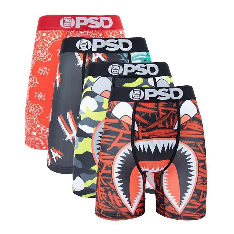 4Pcs Sexy Men Underwear Boxer Shorts Print Boxershorts Panty Cueca Male Panties Lingerie Fashion Underpants man
