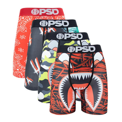 4Pcs Sexy Men Underwear Boxer Shorts Print Boxershorts Panty Cueca Male Panties Lingerie Fashion Underpants man