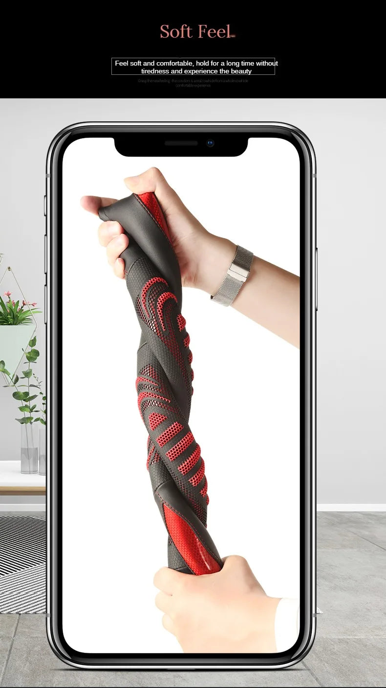 Three-dimensional Honeycomb Steering Wheel Cover  Durable Leather Cover with Anti-slip Linning Universal 14.5-15in