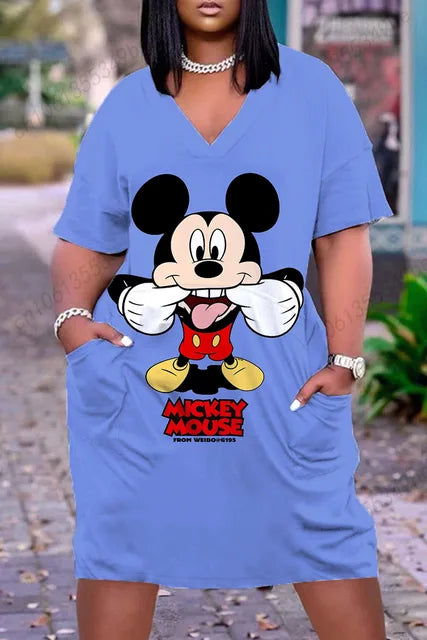 Disney-elegantes vestidos longos femininos, roupas de mulher, chique grande, verão, plus size, 2024