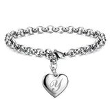 925 Pulseiras de Prata Esterlina com Coração Nobre para Mulheres, 26 Letras Corrente, Marca Designer de Moda, Festa de Casamento, Joias, Novo