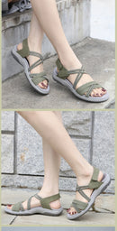 New 2025 Sports Sandals Rubber Velcro Large Size Women's Shoes Casual Comfortable Breathable Simple Summer Middle-Aged People