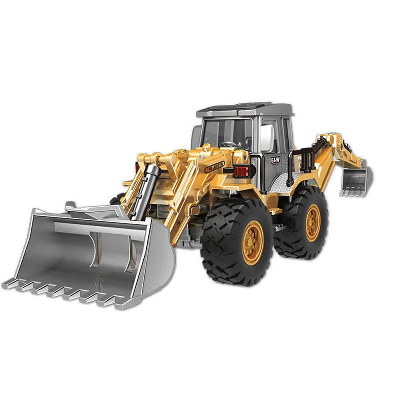 2 in 1 Toys for Boys Alloy Tractor Kids Excavator Bulldozer Miniature Truck Model Diecast Engineering Vehicle Children Gifts