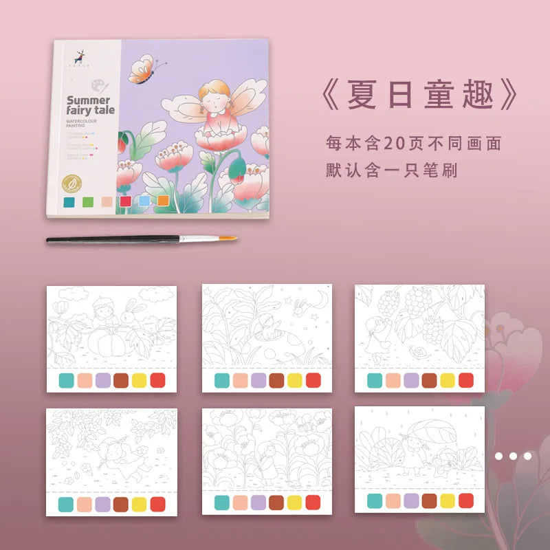 20 Sheets Portable Children Watercolor Painting Book Paint with Water Kids Gouache Graffiti Picture Coloring Drawing Toys Gifts
