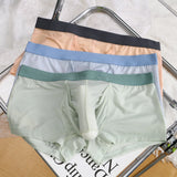 Ropa interior CLEVER-MENMODE, Boxers sexis para hombre, calzoncillos con nariz de elefante, bragas masculinas de seda helada, Boxershorts con bolsa larga para pene convexo en U